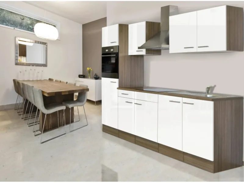 Best Küchenzeile KB270EYW 270 cm -Eiche York Nachbildung Kochfelder|Einbauküchen
