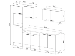 Best Küchenzeile KB270EYW 270 cm -Eiche York Nachbildung Kochfelder|Einbauküchen