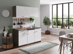 Discount Respekta Küchenzeile KB150EYW 150 cm -Eiche York Nachbildung Weiß