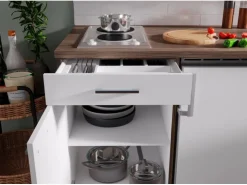 Discount Respekta Küchenzeile KB150EYW 150 cm -Eiche York Nachbildung Weiß