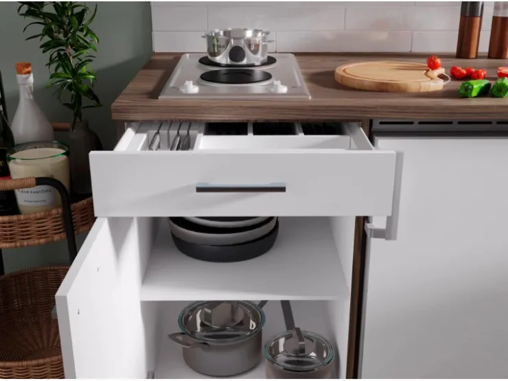Discount Respekta Küchenzeile KB150EYW 150 cm -Eiche York Nachbildung Weiß