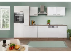 Küchenzeile KB310EYW 310 cm -Eiche York Nachbildung Winkelküchen|Einbauküchen