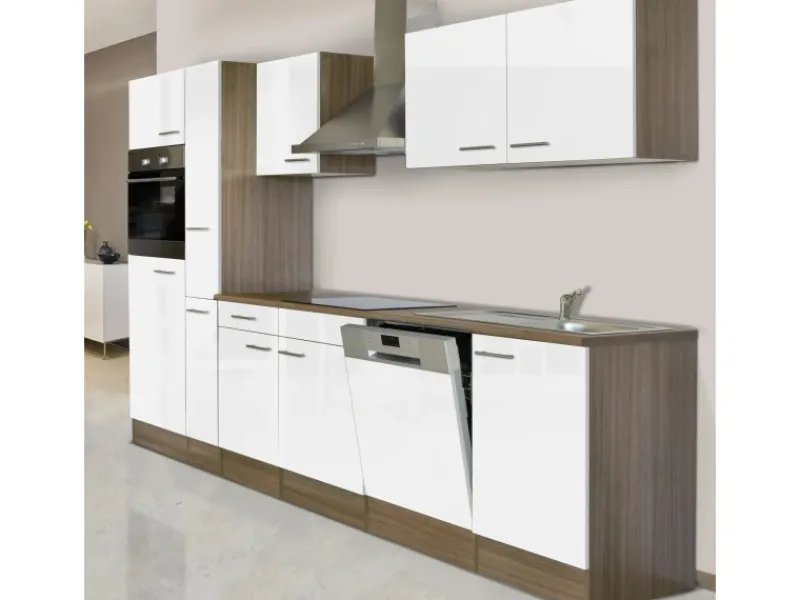 Küchenzeile KB310EYW 310 cm -Eiche York Nachbildung Winkelküchen|Einbauküchen