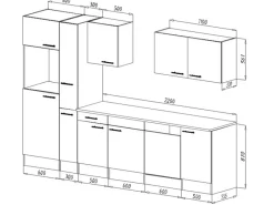 Küchenzeile KB310EYW 310 cm -Eiche York Nachbildung Winkelküchen|Einbauküchen