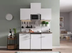 Hot Küchenzeile KB150EYWMIC 150 cm -Eiche York Nachbildung Miniküchen|Kochfelder
