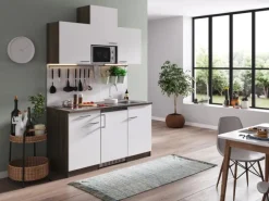 Hot Küchenzeile KB150EYWMIC 150 cm -Eiche York Nachbildung Miniküchen|Kochfelder