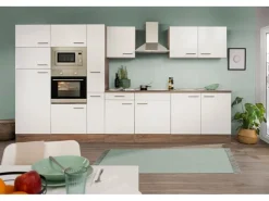 New Respekta Küchenzeile KB360EYWMIGKE 360 cm Weiß Seidengl.-Eiche York Nachbildung Weiß Seidenglanz