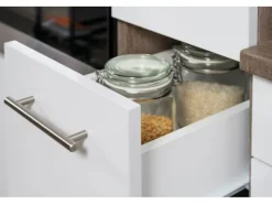 New Respekta Küchenzeile KB360EYWMIGKE 360 cm Weiß Seidengl.-Eiche York Nachbildung Weiß Seidenglanz