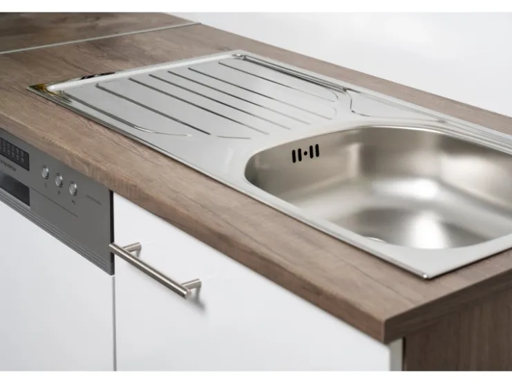 New Respekta Küchenzeile KB360EYWMIGKE 360 cm Weiß Seidengl.-Eiche York Nachbildung Weiß Seidenglanz