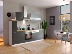 Sale Küchenzeile KB250WGC 250 cm Grau-Weiß Einbauküchen|Kochfelder