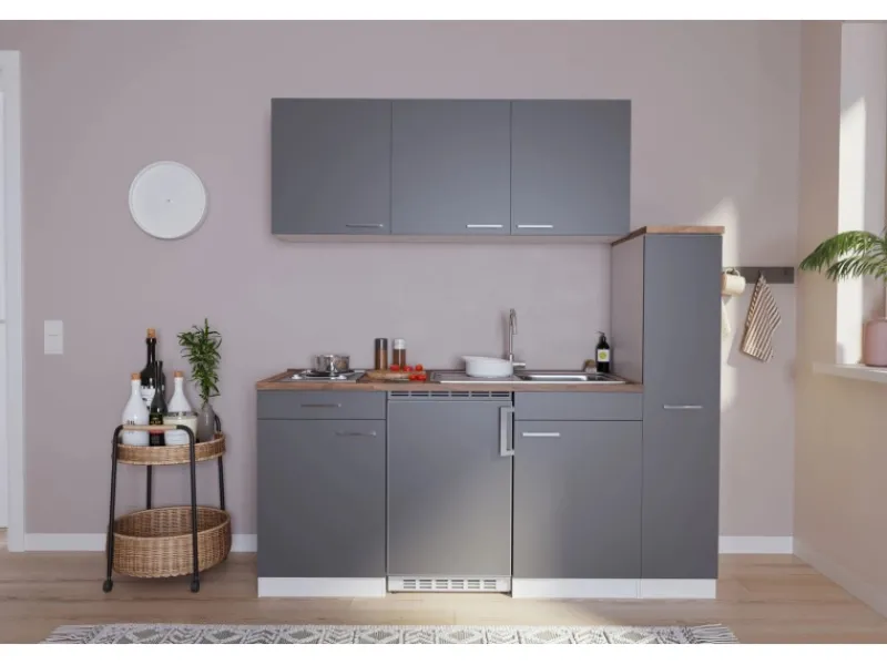 Outlet Küchenzeile KB180WG 180 cm -Weiß Winkelküchen|Single-Küchen