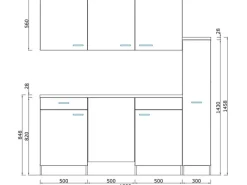 Outlet Küchenzeile KB180WG 180 cm -Weiß Winkelküchen|Single-Küchen