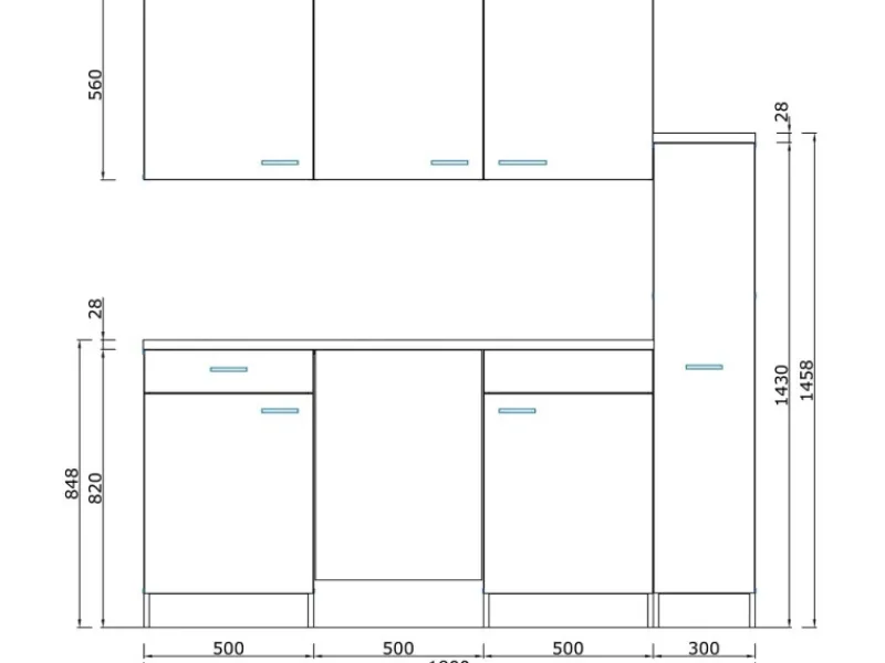 Outlet Küchenzeile KB180WG 180 cm -Weiß Winkelküchen|Single-Küchen