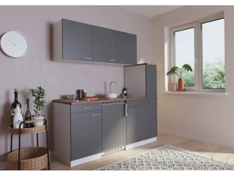Outlet Küchenzeile KB180WG 180 cm -Weiß Winkelküchen|Single-Küchen