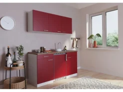 Outlet Küchenzeile KB150WRC 150 cm -Weiß Winkelküchen|Pantryküchen