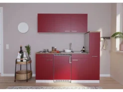 Respekta Winkelküchen|Single-Küchen<Küchenzeile KB180WR 180 cm -Weiß Rot