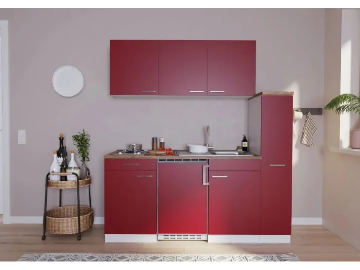 Respekta Winkelküchen|Single-Küchen<Küchenzeile KB180WR 180 cm -Weiß Rot