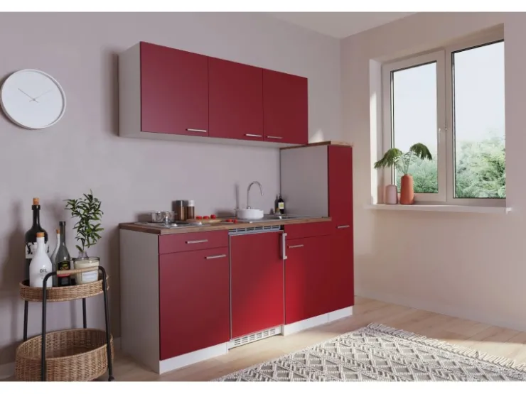 Respekta Winkelküchen|Single-Küchen<Küchenzeile KB180WR 180 cm -Weiß Rot