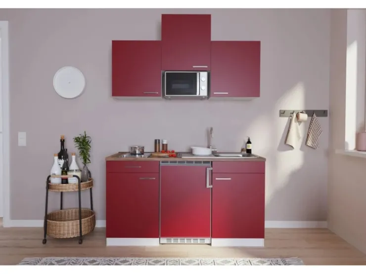 Outlet Respekta Küchenzeile KB150WRMIC 150 cm -Weiß Rot