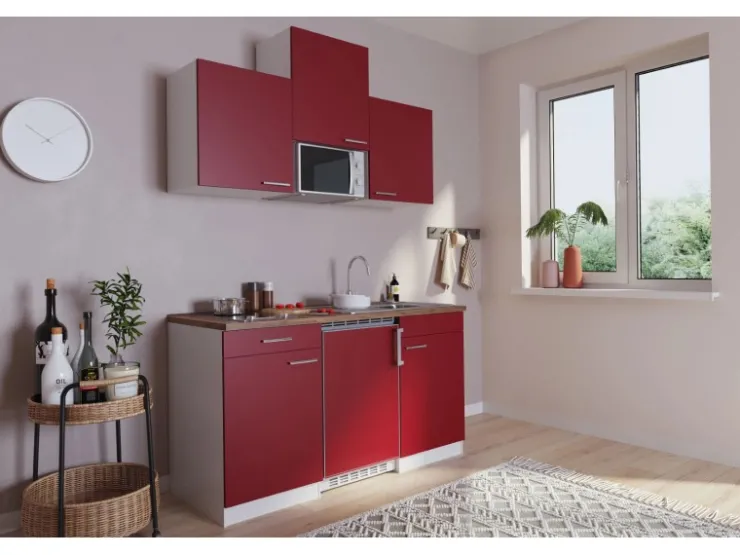Outlet Respekta Küchenzeile KB150WRMIC 150 cm -Weiß Rot