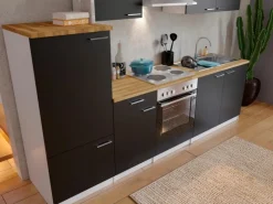 Best Respekta Küchenzeile KB270WS 270 cm -Weiß Schwarz