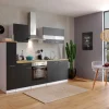 Sale Respekta Küchenzeile KB240WS 240 cm Schwarz-Weiß
