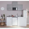Respekta Single-Küchen|Herde<Küchenzeile KB180WWBMICG 180 cm Weiß-Beton Optik