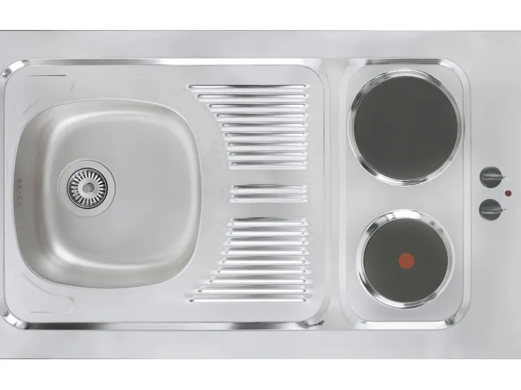 Clearance Respekta Küchenzeile MK100ESS 100 cm -Eiche Sägerau Nachbildung Schwarz