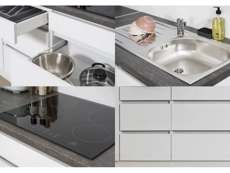 Outlet Respekta Premium Respekta Küchenzeile ohne E-Geräte 380 cm Grifflos -Weiß Schwarz Hochglanz