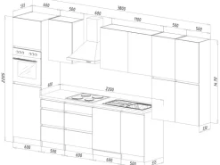 Sale Respekta Premium Respekta Küchenzeile ohne E-Geräte 380 cm Grifflos -Weiß Grau Hochglanz