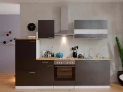 Respekta Kochfelder<Küchenzeile ohne E-Geräte 270 cm -Weiß Grau