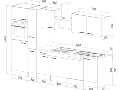 New Küchenzeile ohne E-Geräte 310 cm Weiß Seidengl.-Eiche York Einbauküchen|Küchenschränke