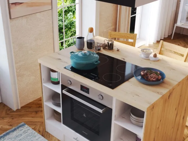 Respekta Inselhauben|Kücheninseln<Landhaus Inselküche Anton 310 cm Lärche Weiß