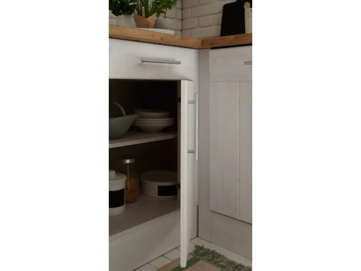 Best Respekta L-Küchenzeile Anton LBBERPL280LHWC ohne E-Geräte 280 cm Lärche Weiß