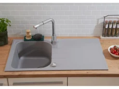 Respekta Granitspülen< Massivgranit-Einbauspüle Orlando 86 cm x 50 cm Betongrau