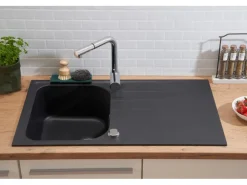 Online Respekta  Massivgranit-Einbauspüle Orlando 86 cm x 50 cm Schwarz