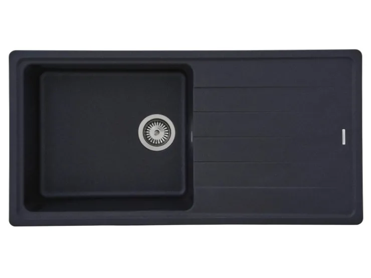 Respekta Granitspülen< Massivgranit-Einbauspüle Columbia 100 cm x 50 cm Schwarz