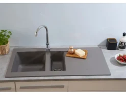 Respekta Granitspülen<Mineralite Einbauspüle Denver 100 x 50 cm Betongrau