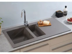 Respekta Granitspülen<Mineralite Einbauspüle Denver 100 x 50 cm Betongrau