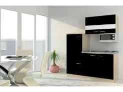 Discount Respekta Miniküche KB160ESSMI 160 cm -Eiche Sonoma Nachbildung Mikrowelle Schwarz