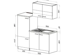 Discount Respekta Miniküche KB160ESSMI 160 cm -Eiche Sonoma Nachbildung Mikrowelle Schwarz