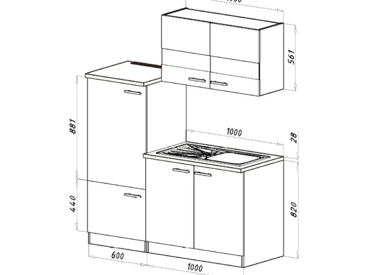 Discount Respekta Miniküche KB160ESSMI 160 cm -Eiche Sonoma Nachbildung Mikrowelle Schwarz