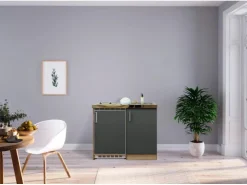 Discount Respekta Miniküche MK100ESGC 100 cm -Eiche Sägerau Nachbildung Grau