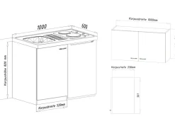 Discount Respekta Miniküche MK100ESGOSC 100 cm -Eiche Sägerau Nachbildung Grau