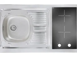 Discount Respekta Miniküche MK100ESGOSC 100 cm -Eiche Sägerau Nachbildung Grau