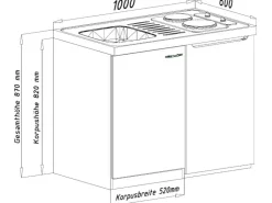 Clearance Respekta Miniküche MK100ESWC 100 cm -Eiche Sägerau Nachbildung Weiß