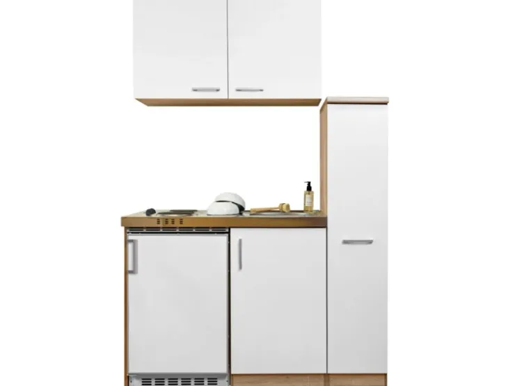 Best Respekta Miniküche MK130ESWOS 130 cm -Eiche Sägerau Nachbildung Weiß