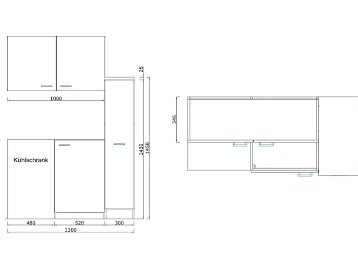 Clearance Respekta Miniküche MK130WOS 130 cm Weiß