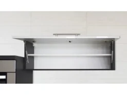 Clearance Respekta Premium Inselküche 280 cm -Eiche Grau Grau Hochglanz