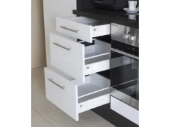 Respekta Premium Inselhauben|Kücheninseln<Inselküche 310 cm -Weiß Schwarz Hochglanz